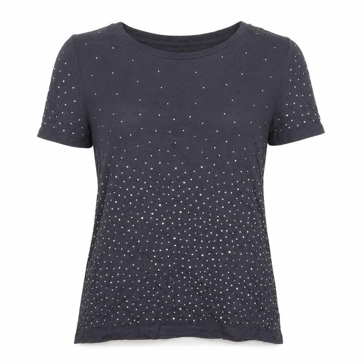 Oasis Women Blue M Studded Short Sleeve Jersey T-Shirt