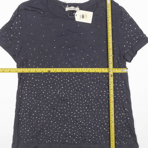 Oasis Women Blue M Studded Short Sleeve Jersey T-Shirt