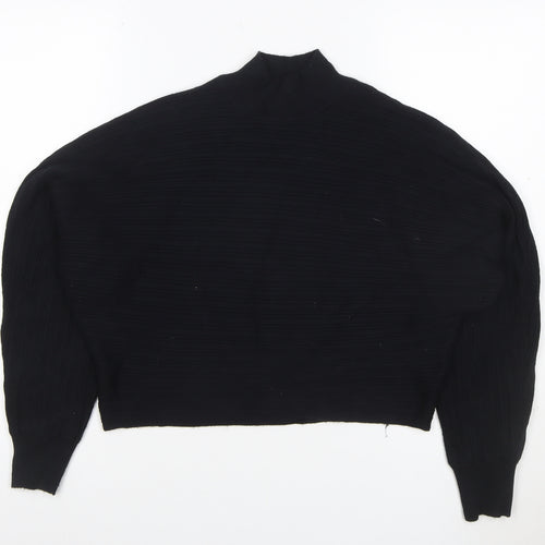 New Look Women’s Black Ribbed Mock Neck Knit Jumper M Long Sleeve