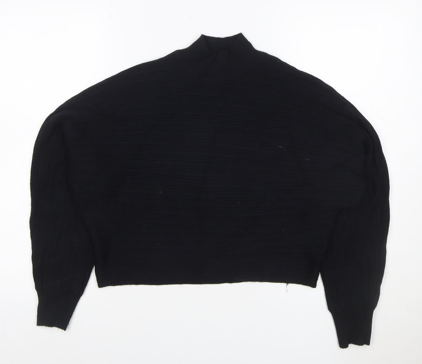 New Look Women’s Black Ribbed Mock Neck Knit Jumper M Long Sleeve