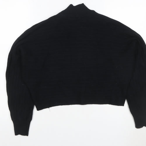 New Look Women’s Black Ribbed Mock Neck Knit Jumper M Long Sleeve