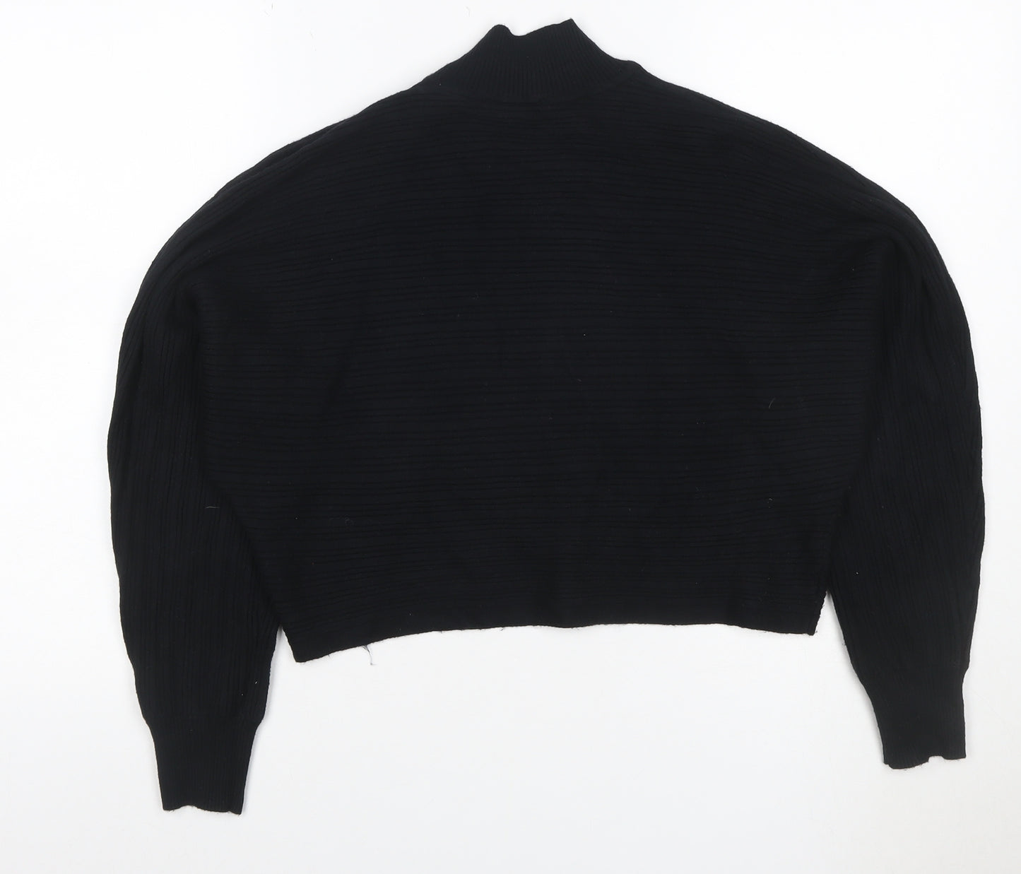 New Look Women’s Black Ribbed Mock Neck Knit Jumper M Long Sleeve