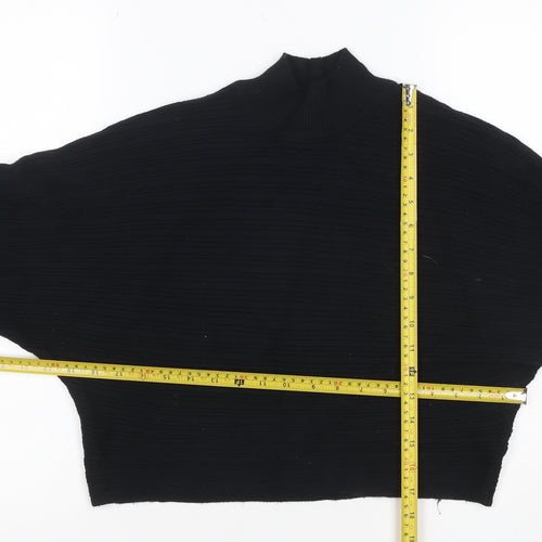 New Look Women’s Black Ribbed Mock Neck Knit Jumper M Long Sleeve