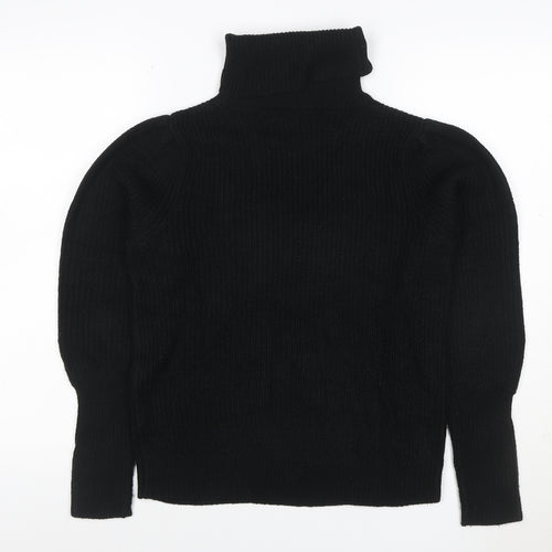 Vila Women’s Black XS Roll Neck Ribbed Knit Pullover Jumper