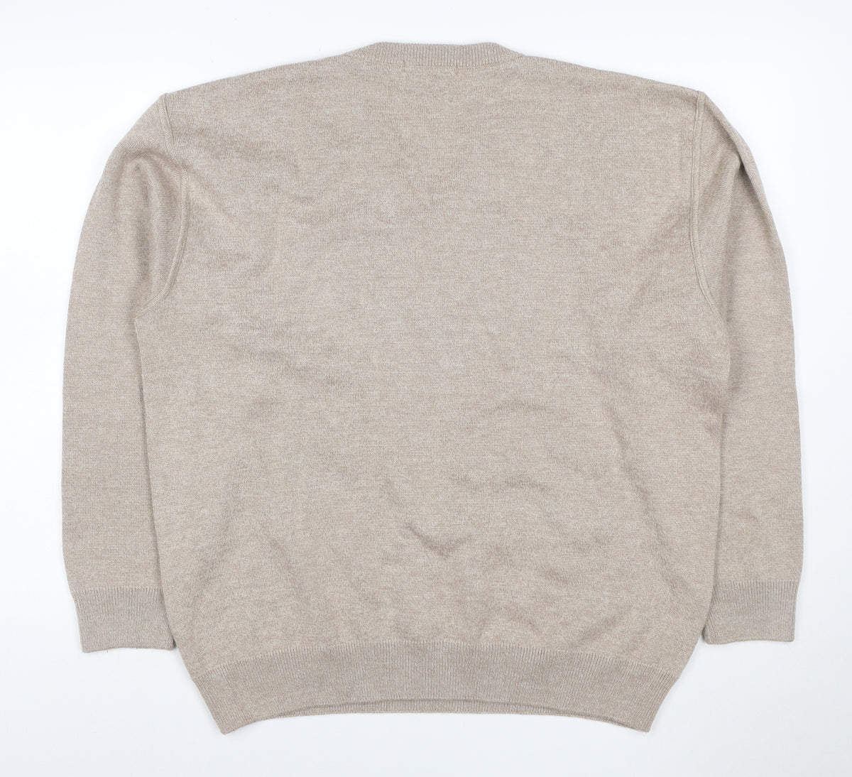 PierPoint Men's Beige XL V-Neck Geometric Knit Pullover Jumper