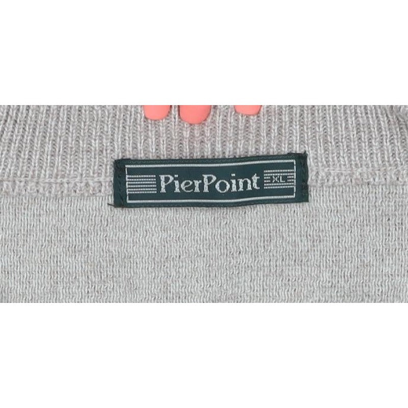 PierPoint Men's Beige XL V-Neck Geometric Knit Pullover Jumper