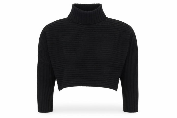 New Look Women’s Black M Ribbed Roll Neck Cropped Knit Jumper