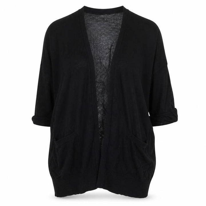 Wallis Petite Women Black M Open Front Knit Cardigan 3/4 Balloon Sleeves