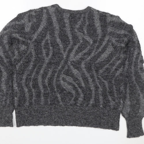 Gallery Women Grey M Cable Knit Beaded Crew Neck Jumper