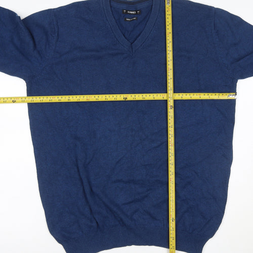 Dunnes Men’s Blue L V-Neck 100% Cotton Knit Pullover Jumper Classic