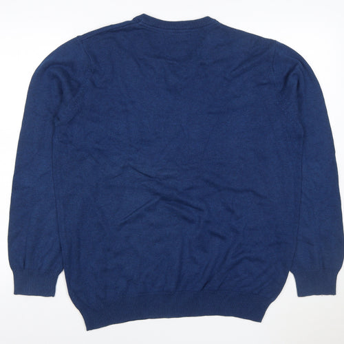 Dunnes Men’s Blue Cotton V-Neck Knit Pullover Jumper Size L