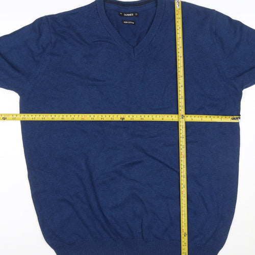 Dunnes Men’s Blue Cotton V-Neck Knit Pullover Jumper Size L