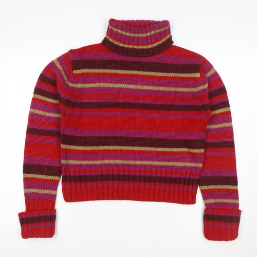 St Bernard Women Red Multicoloured 14-16 Striped Roll Neck Jumper