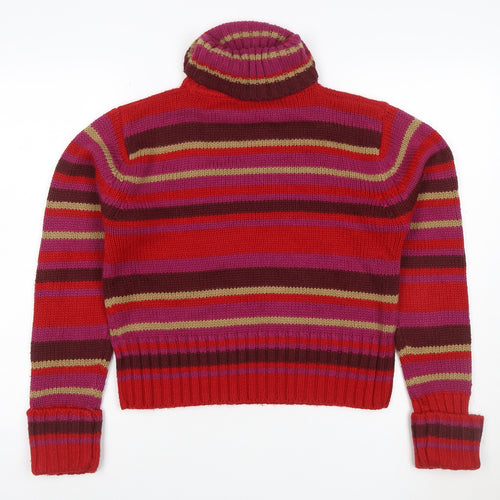 St Bernard Women Red Multicoloured 14-16 Striped Roll Neck Jumper