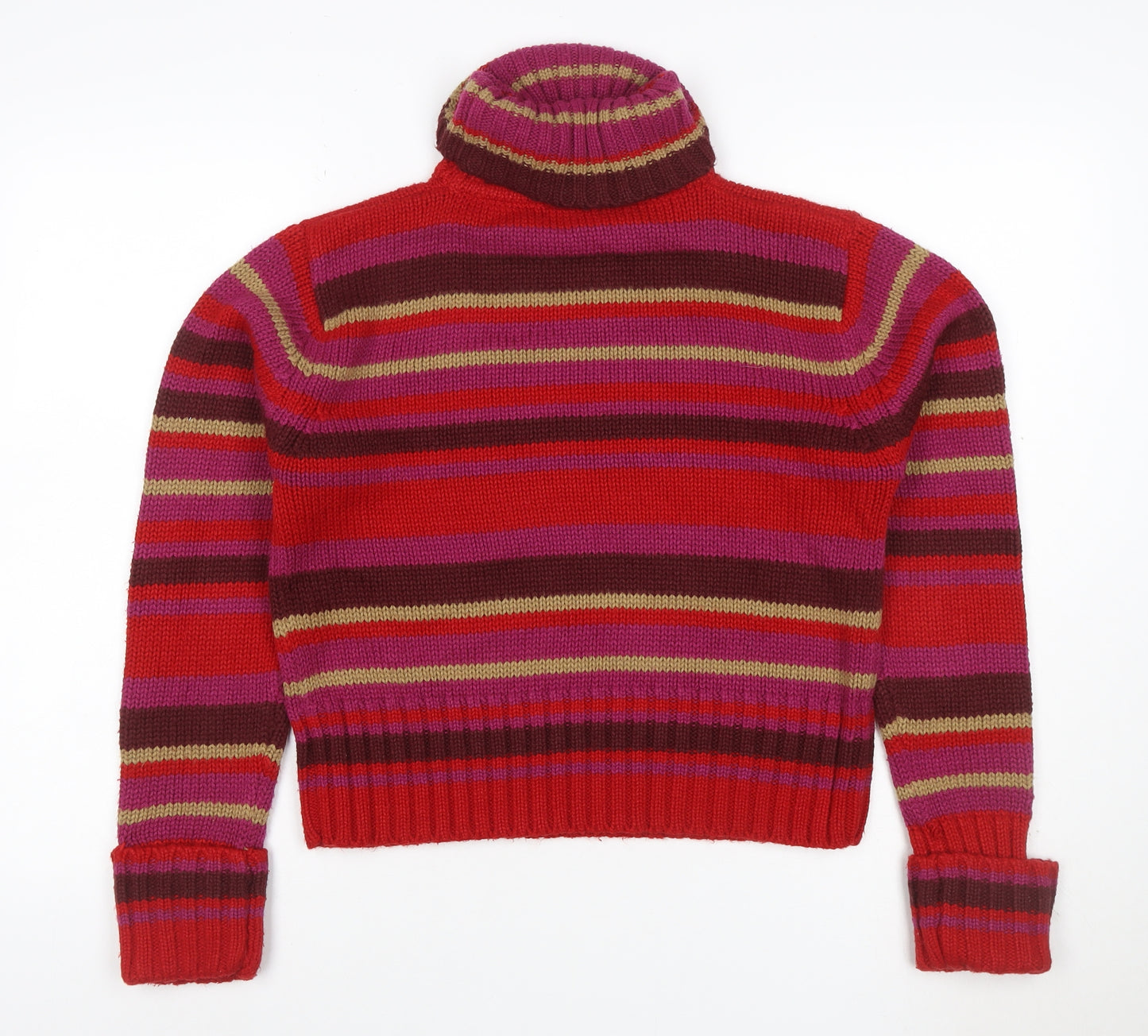 St Bernard Women Red Multicoloured 14-16 Striped Roll Neck Jumper