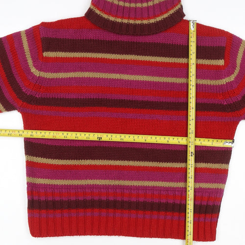 St Bernard Women Red Multicoloured 14-16 Striped Roll Neck Jumper