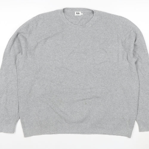 Kin by John Lewis Men’s Grey XL Cotton Crew Neck Knit Pullover Jumper