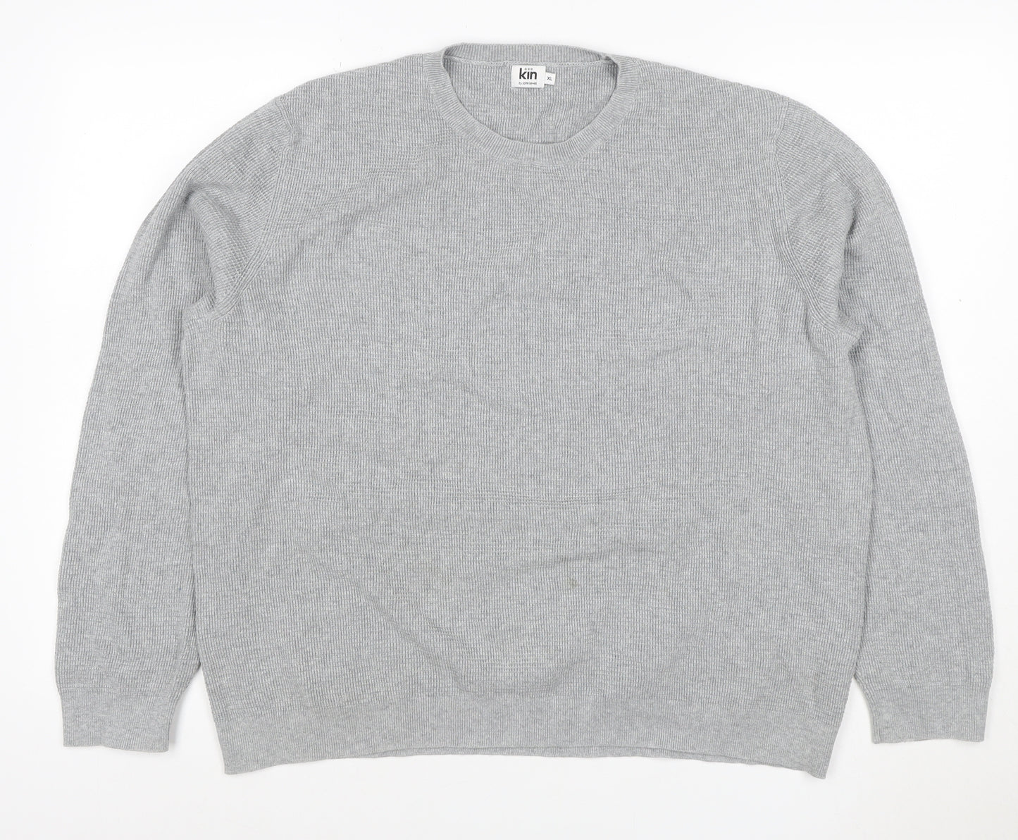 Kin by John Lewis Men’s Grey XL Cotton Crew Neck Knit Pullover Jumper