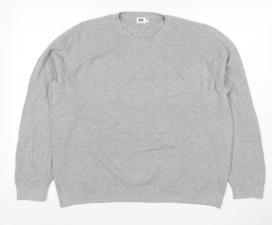 Kin by John Lewis Men’s Grey XL Cotton Crew Neck Knit Pullover Jumper