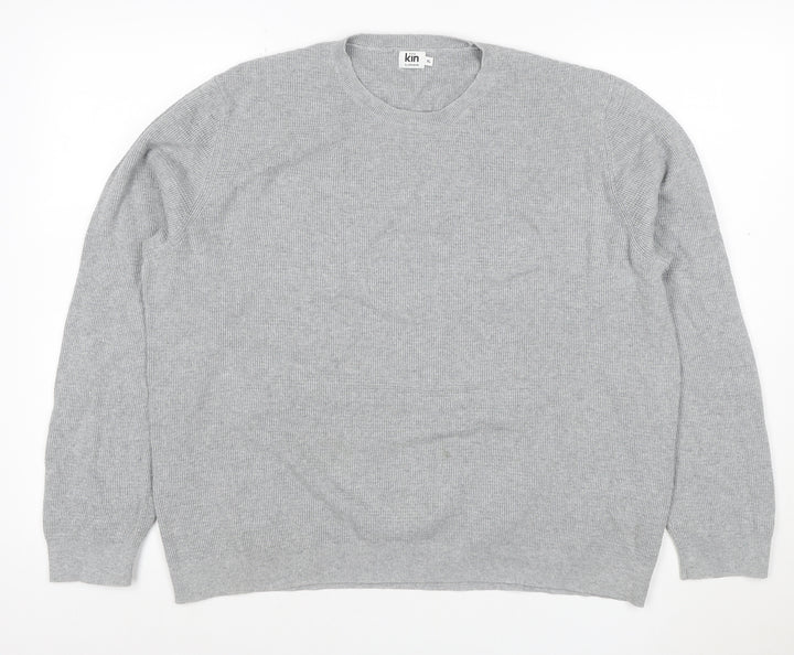 Kin by John Lewis Men’s Grey XL Cotton Crew Neck Knit Pullover Jumper