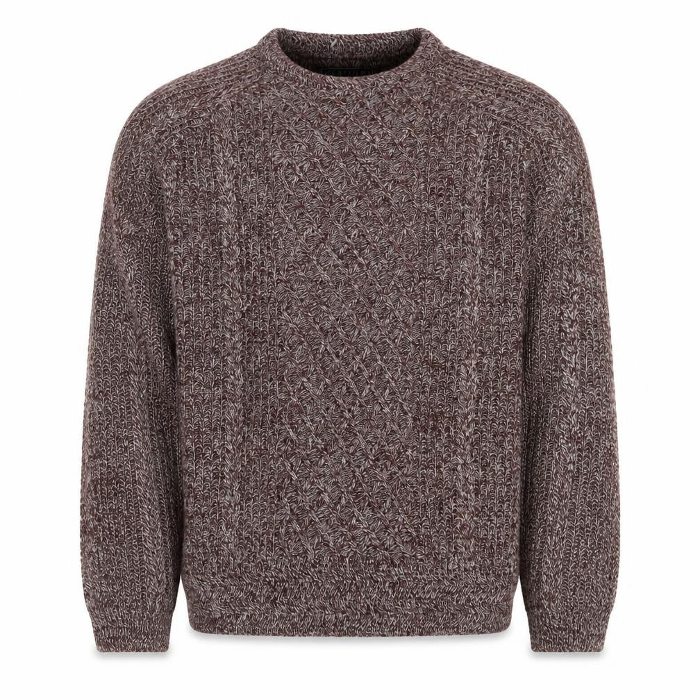 Front view of Red Herring Men Brown M Cable Knit Wool Blend V-Neck jumper