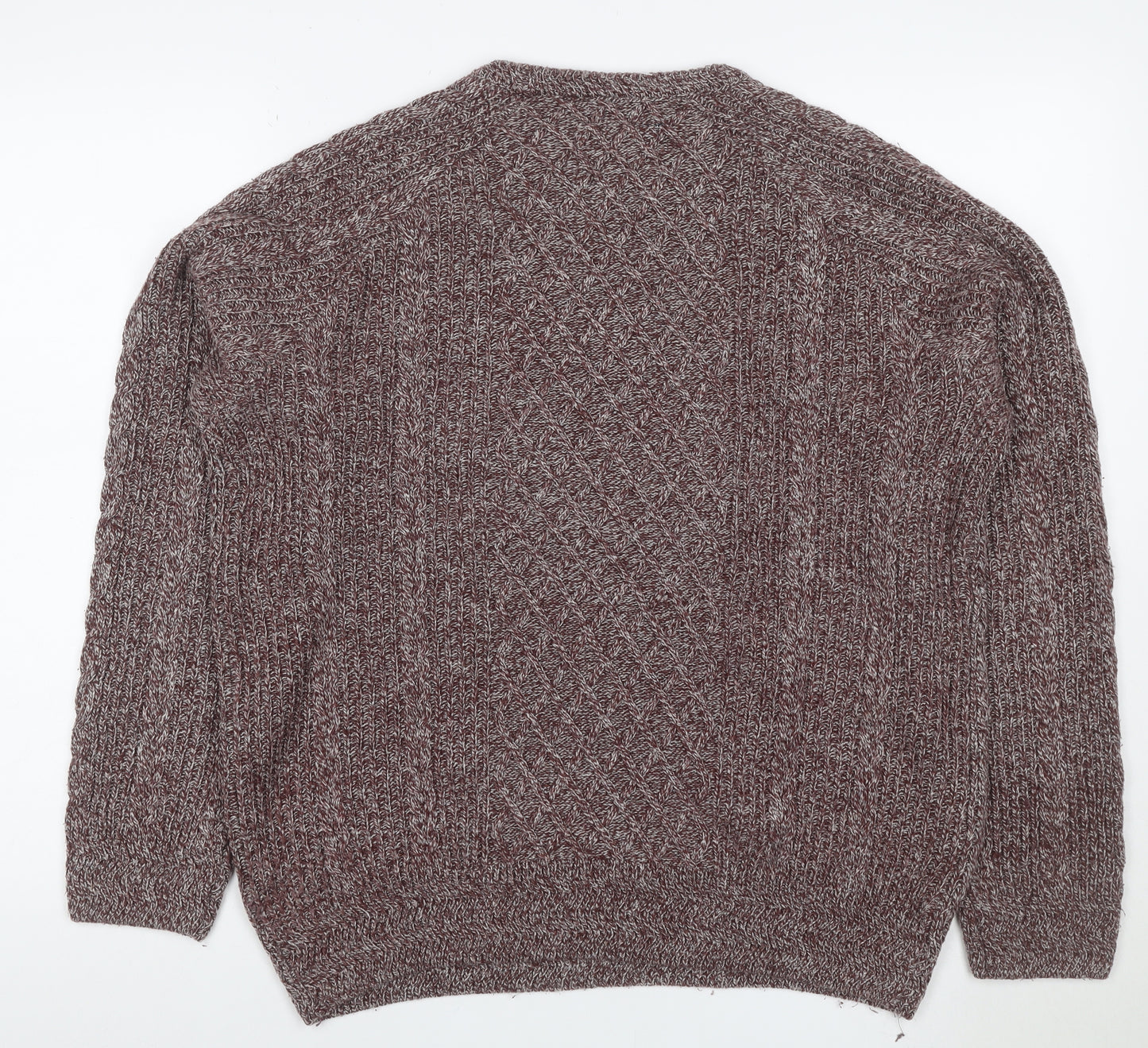 Red Herring Men Brown M Cable Knit Wool Blend V-Neck Pullover Jumper