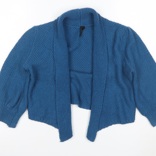 Topshop Women’s Blue Size 10 Chunky Knit Open Pocket Cardigan