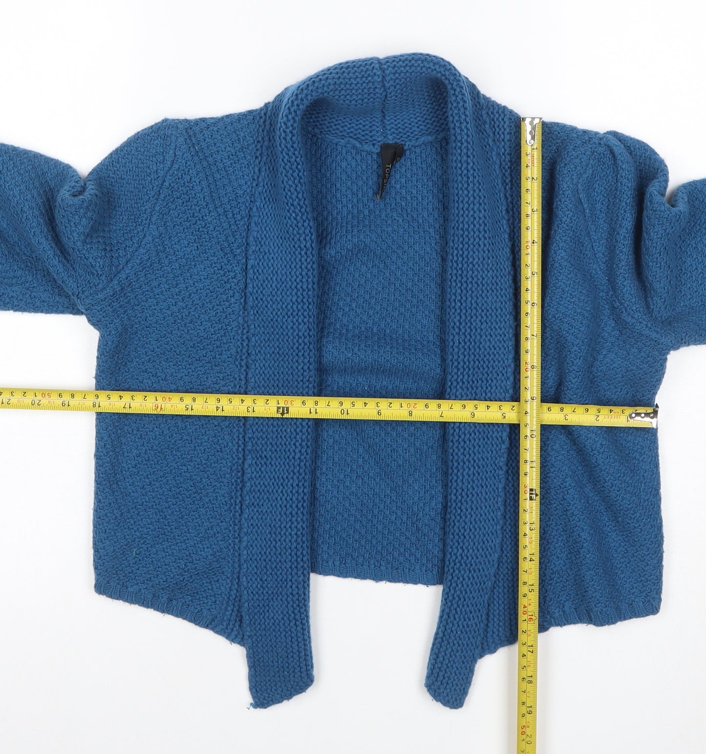 Topshop Women’s Blue Size 10 Chunky Knit Open Pocket Cardigan