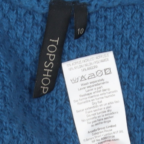 Topshop Women’s Blue Size 10 Chunky Knit Open Pocket Cardigan