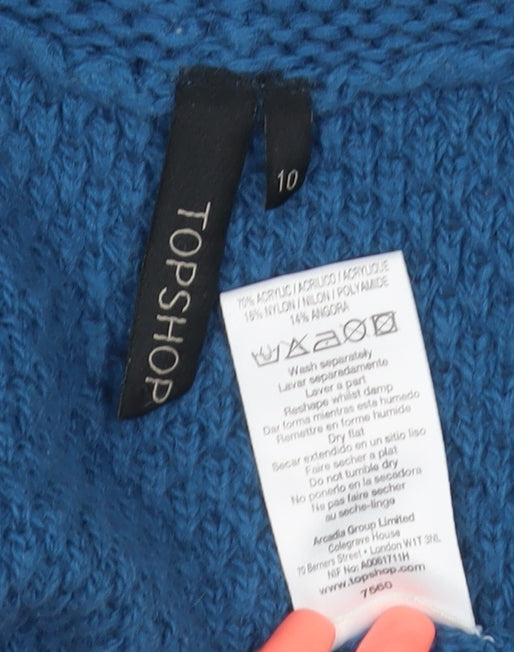 Topshop Women’s Blue Size 10 Chunky Knit Open Pocket Cardigan
