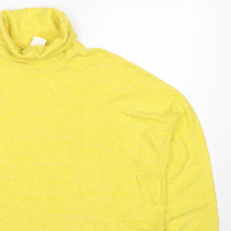 H&M Women Yellow M Cowl Neck Fine Knit Long Sleeve Pullover Jumper