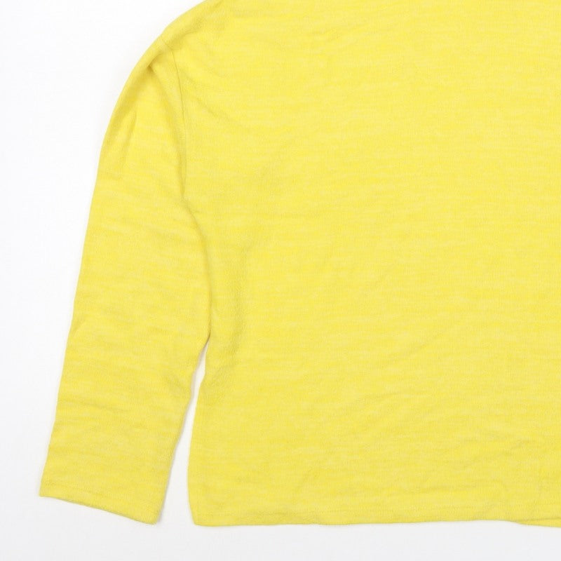 H&M Women Yellow M Cowl Neck Fine Knit Long Sleeve Pullover Jumper