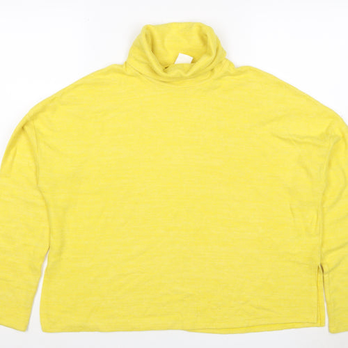 H&M Women Yellow M Cowl Neck Fine Knit Long Sleeve Pullover Jumper