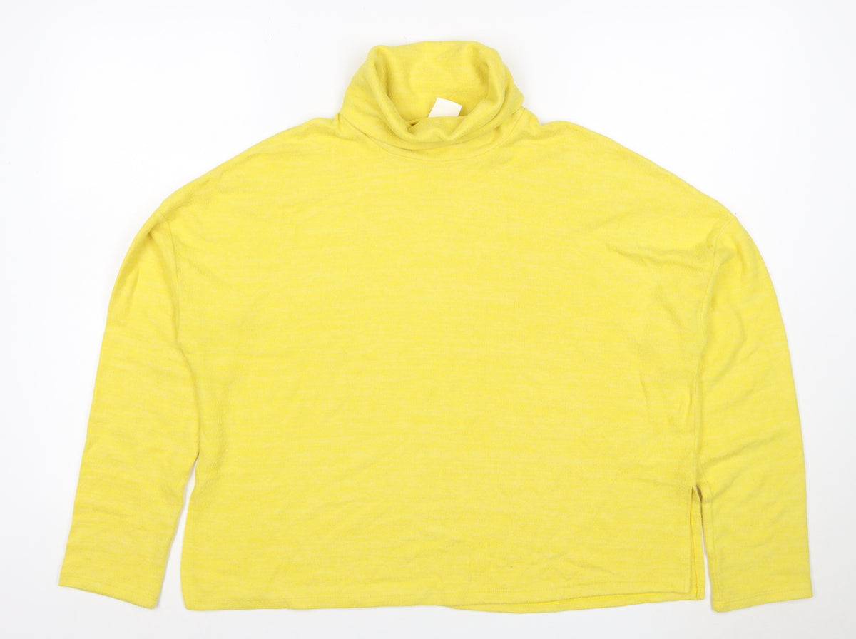 H&M Women Yellow M Cowl Neck Fine Knit Long Sleeve Pullover Jumper