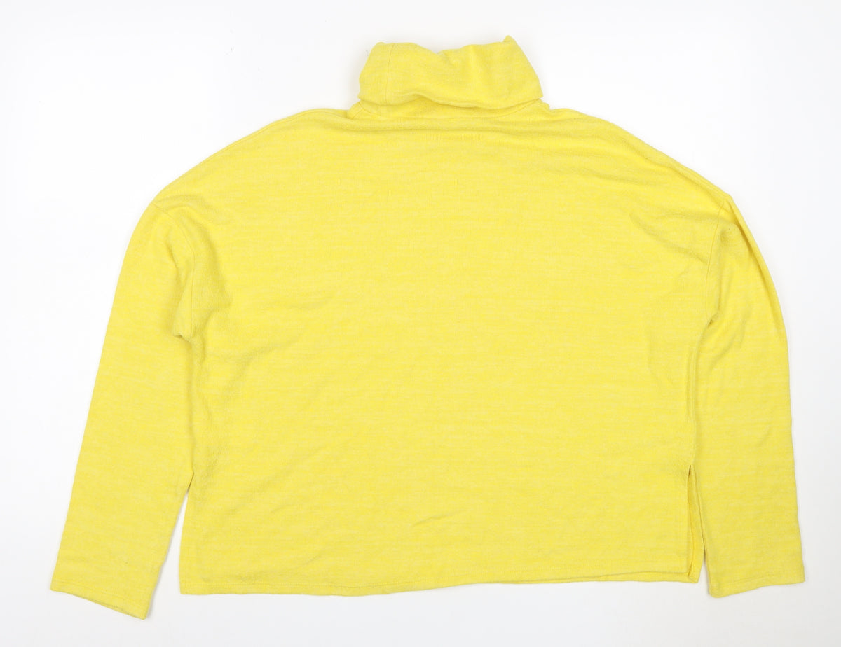 H&M Women Yellow M Cowl Neck Fine Knit Long Sleeve Pullover Jumper