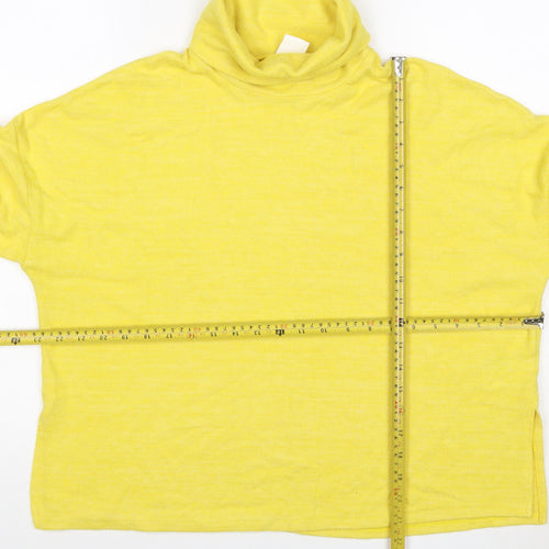 H&M Women Yellow M Cowl Neck Fine Knit Long Sleeve Pullover Jumper