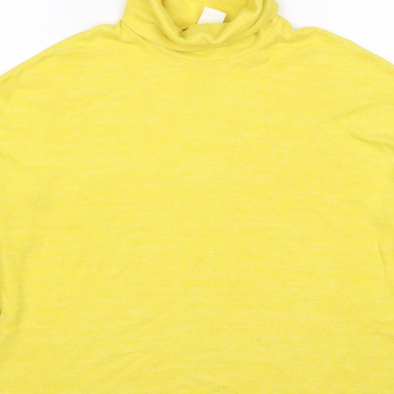 H&M Women Yellow M Cowl Neck Fine Knit Long Sleeve Pullover Jumper