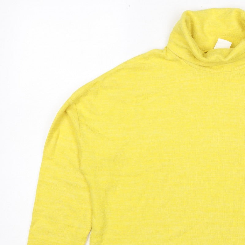 H&M Women Yellow M Cowl Neck Fine Knit Long Sleeve Pullover Jumper