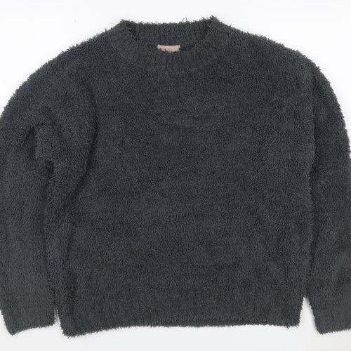 H&M Women’s Black Size S Fluffy Fleece Pullover Crew Neck Jumper