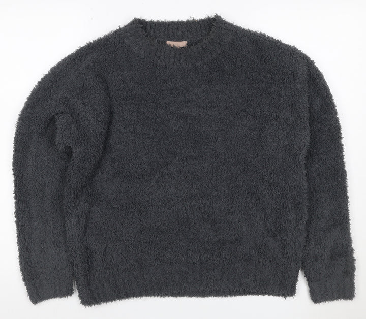 H&M Women’s Black Size S Fluffy Fleece Pullover Crew Neck Jumper