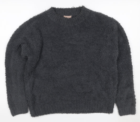 H&M Women’s Black Size S Fluffy Fleece Pullover Crew Neck Jumper
