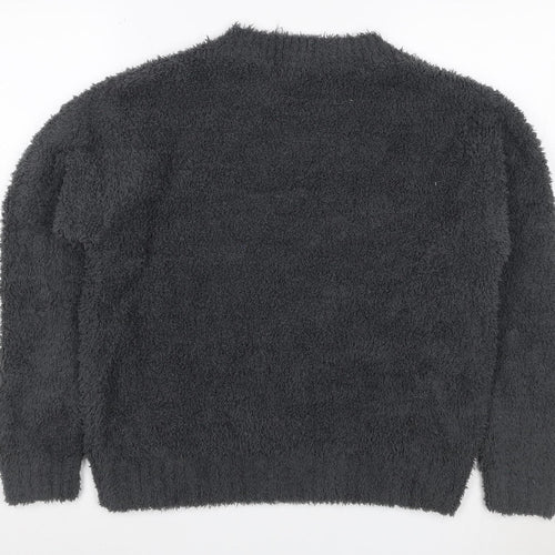 H&M Women’s Black Size S Fluffy Fleece Pullover Crew Neck Jumper