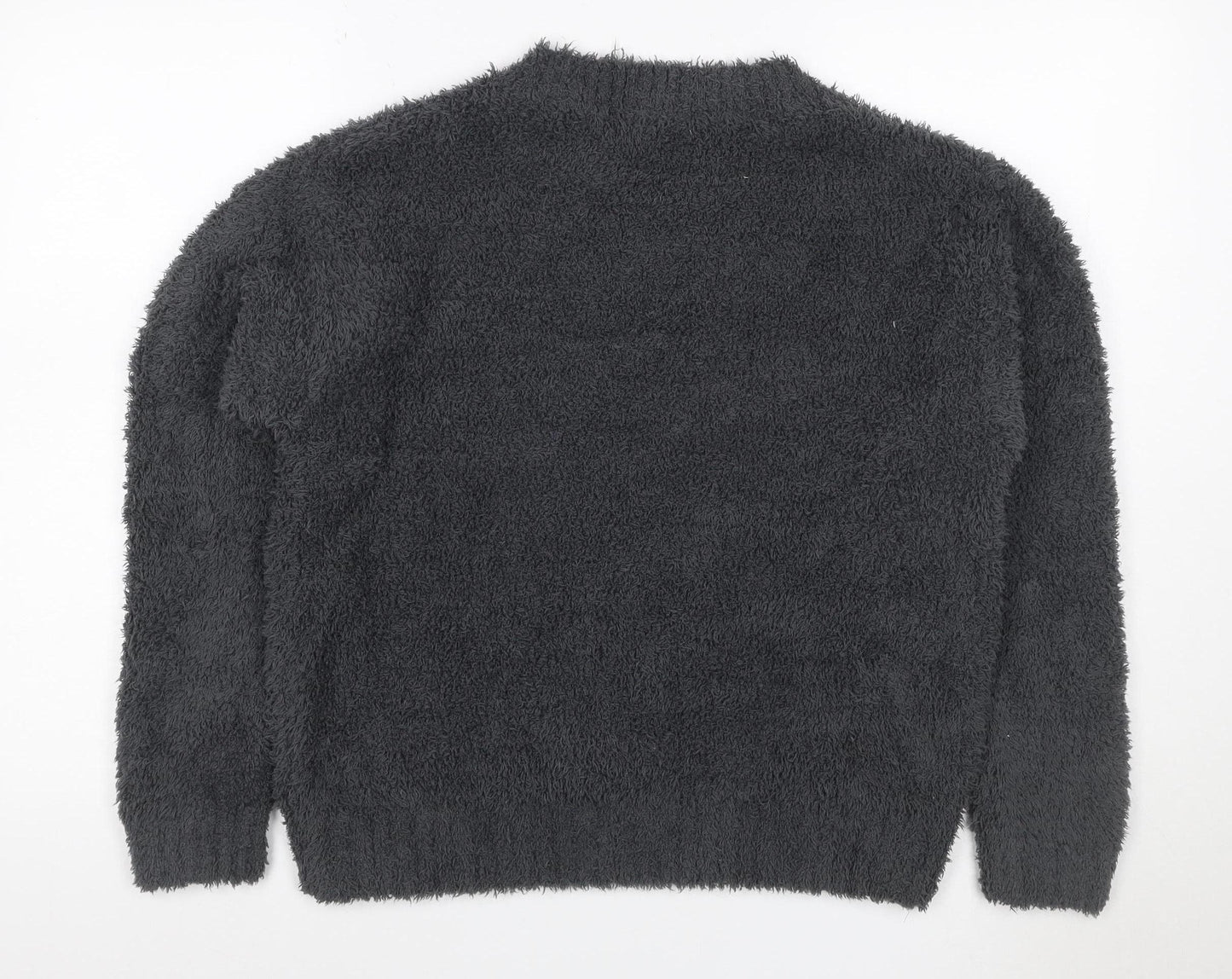 H&M Women’s Black Size S Fluffy Fleece Pullover Crew Neck Jumper