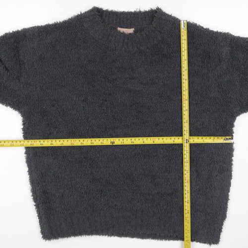 H&M Women’s Black Size S Fluffy Fleece Pullover Crew Neck Jumper