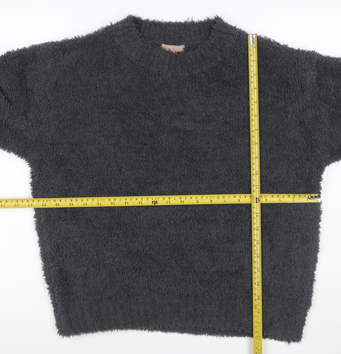 H&M Women’s Black Size S Fluffy Fleece Pullover Crew Neck Jumper