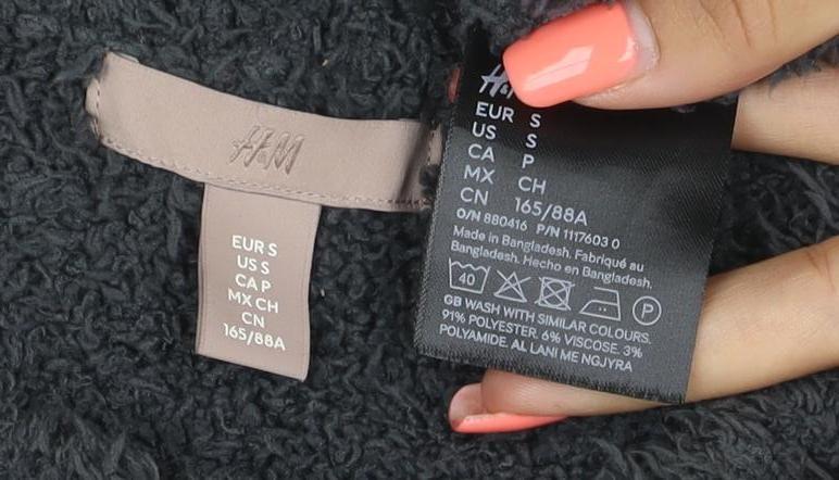 H&M Women’s Black Size S Fluffy Fleece Pullover Crew Neck Jumper