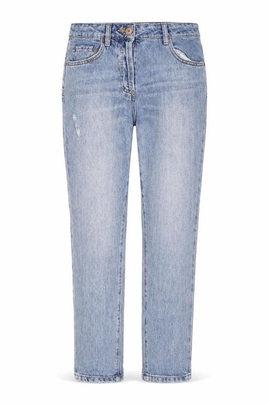 Next Women Blue UK 8 Crop Boyfriend Mid Rise Distressed Jeans
