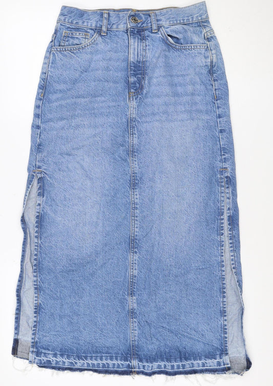 Denim Co. Women Blue UK 8 Knee Length Pencil Denim Skirt