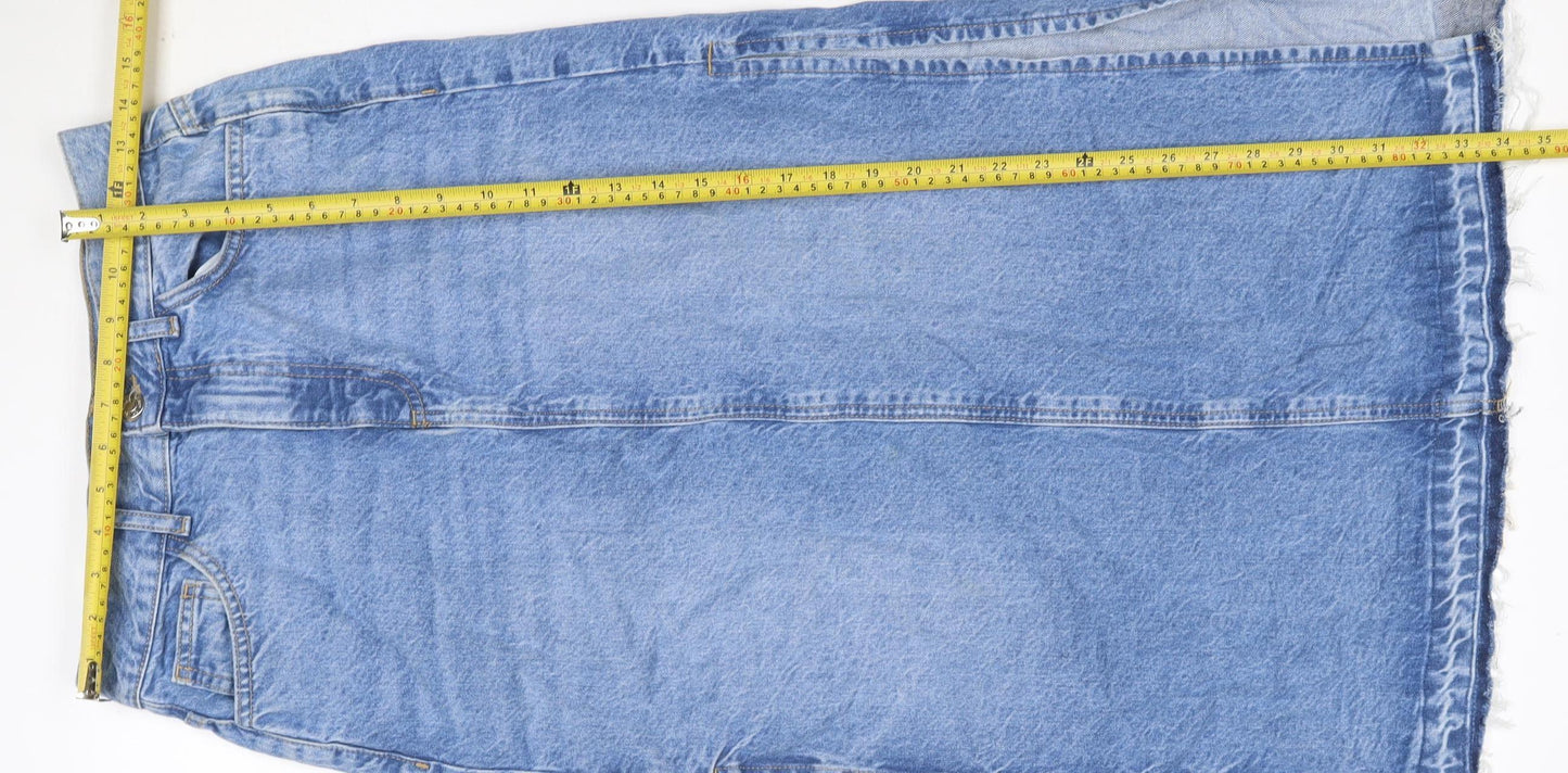 Denim Co. Women Blue UK 8 Knee Length Pencil Denim Skirt