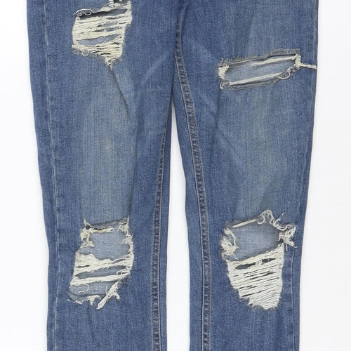 Topshop Jamie Women’s Blue Distressed High Rise Skinny Jeans UK 10 W28 L30